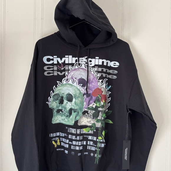 Civil Regime Other - Civil Regime Black Graphic Turtleneck Hoodie Sweater